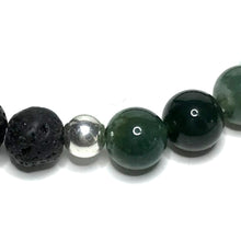 Load image into Gallery viewer, Moss Agate with Lava Rock Bracelet
