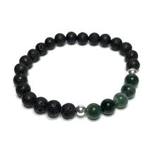 Load image into Gallery viewer, Moss agate bracelet with lava
