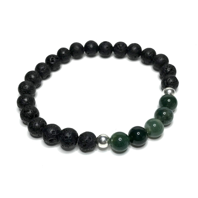 Moss agate bracelet with lava