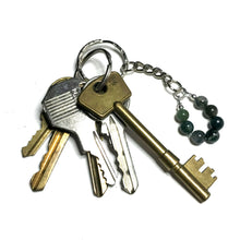 Load image into Gallery viewer, Moss agate gemstone keychain with keys
