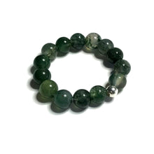 Load image into Gallery viewer, Moss agate beaded stretch ring
