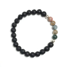 Load image into Gallery viewer, Ocean jasper beaded stretch bracelet with lava
