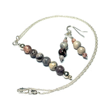 Load image into Gallery viewer, Pink Zebra Jasper Pendant and Earrings Set
