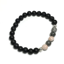 Load image into Gallery viewer, Porcelain jasper beaded stretch bracelet with lava
