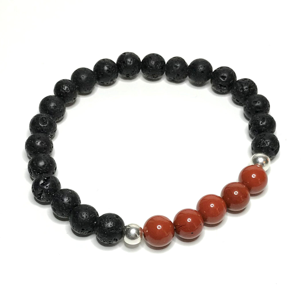 Red jasper bracelet with lava