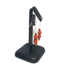 Load image into Gallery viewer, Red jasper crystal drop earrings on stand
