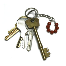Load image into Gallery viewer, Red jasper bead keychain with keys
