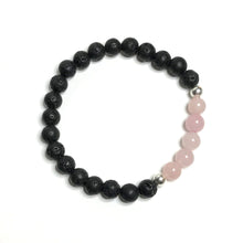 Load image into Gallery viewer, Rose quartz bracelet with lava rock beads
