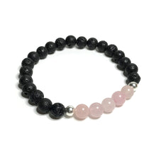 Load image into Gallery viewer, Rose quartz bracelet with lava
