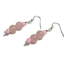 Load image into Gallery viewer, Rose quartz crystal earrings
