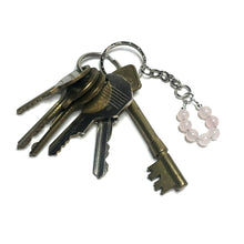 Load image into Gallery viewer, Rose quartz beaded keychain with keys
