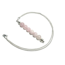 Load image into Gallery viewer, Rose quartz beaded pendant on silver chain
