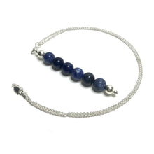 Load image into Gallery viewer, Sodalite beaded pendant on silver chain 

