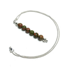 Load image into Gallery viewer, Unakite bead pendant om a sterling silver  chain
