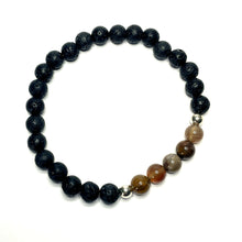 Load image into Gallery viewer, Wood jasper beaded bracelet with lava rock
