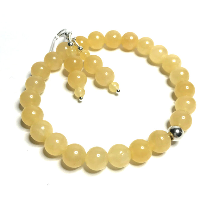 Yellow calcite bracelet with matching dangle earrings