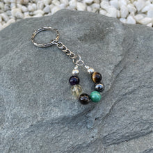 Load image into Gallery viewer, Addiction recovery crystal keychain on stone
