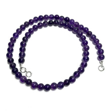 Load image into Gallery viewer, A beaded amethyst handmade choker necklace with a sterling silver clasp.

