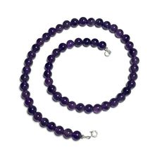Load image into Gallery viewer, A beaded amethyst handmade necklace with a sterling silver clasp.
