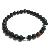 Load image into Gallery viewer, Bloodstone bracelet with lava rock

