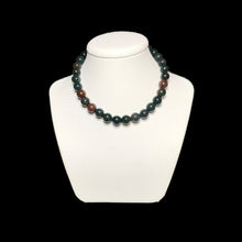 Load image into Gallery viewer, Bloodstone bead necklace on white stand
