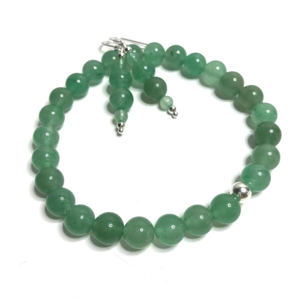 Green Aventurine Bracelet and Earrings Set