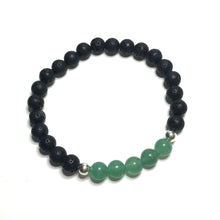 Load image into Gallery viewer, Green Aventurine Bracelet with Lava Rock 

