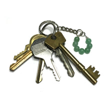 Load image into Gallery viewer, Green aventurine beaded keychain with keys
