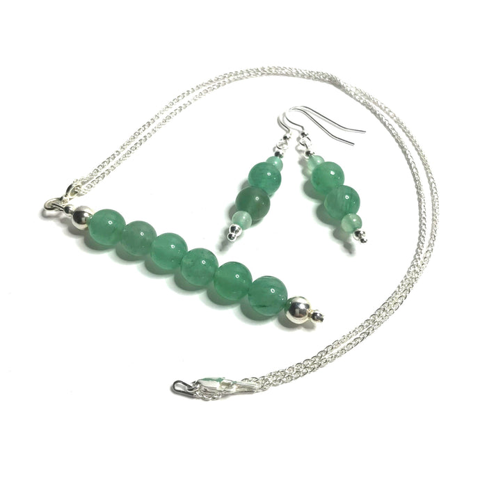 Green Aventurine Pendant and Earrings Set