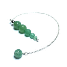 Load image into Gallery viewer, Green aventurine pendulum with silver chain
