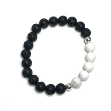 Load image into Gallery viewer, Howlite bracelet with lava rock beads
