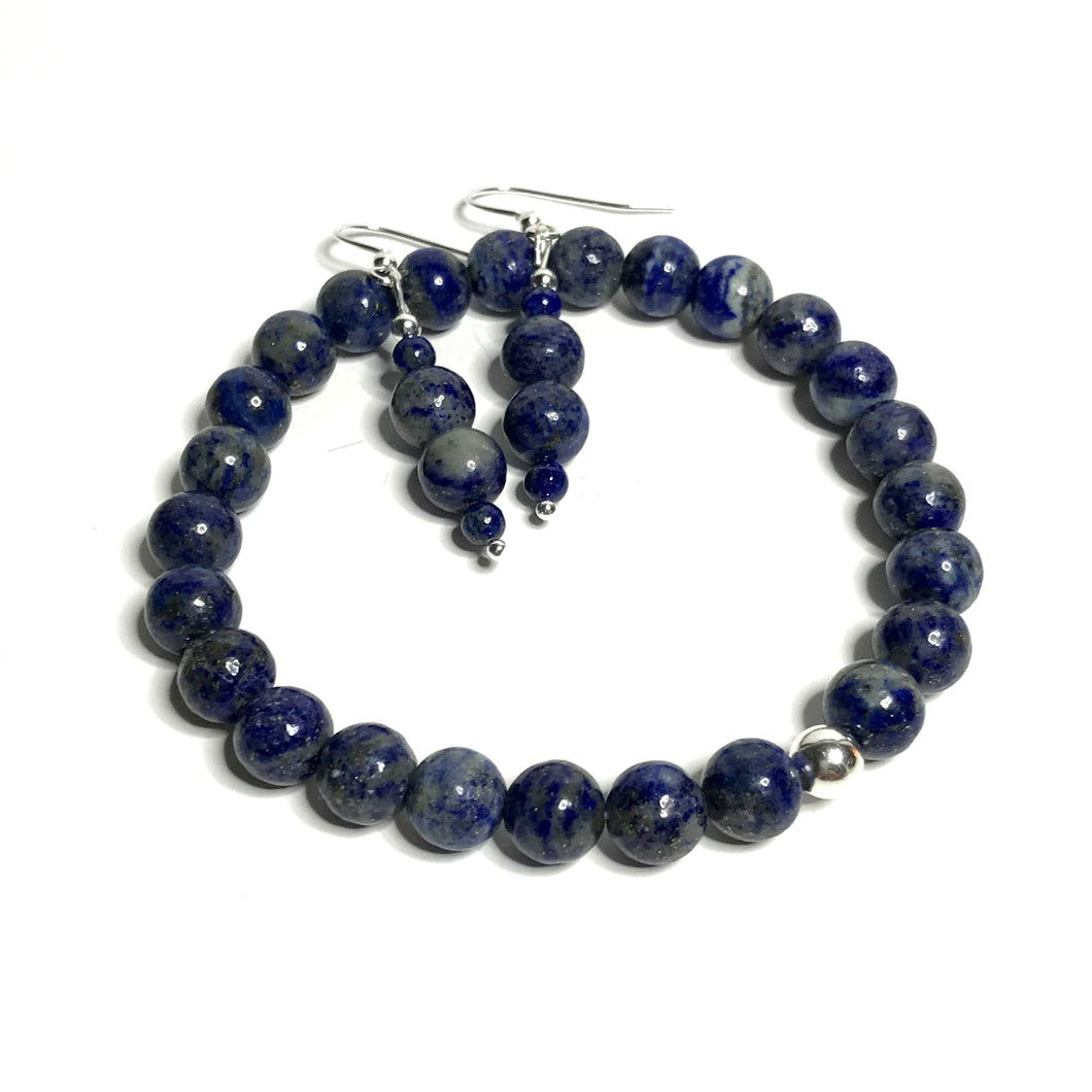 Lapis Lazuli Bracelet and Earrings Set