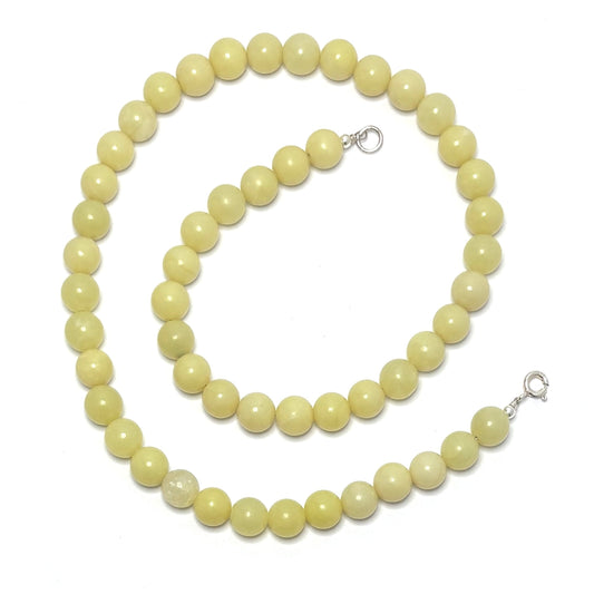 Lemon Jade beaded necklace on a white background