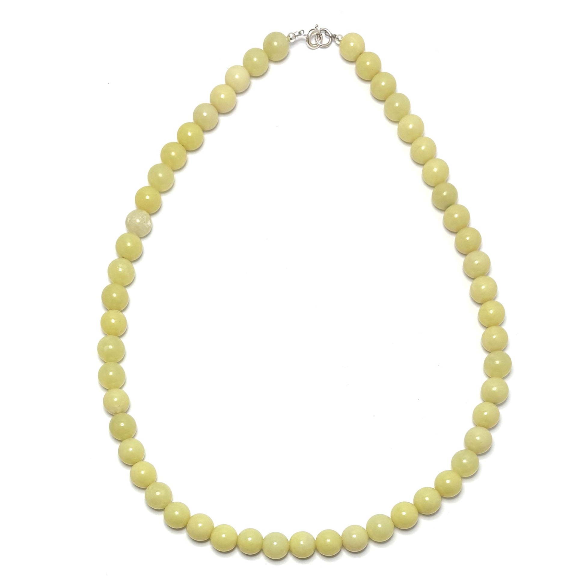 Lemon Jade necklace with yellow beads on a white background