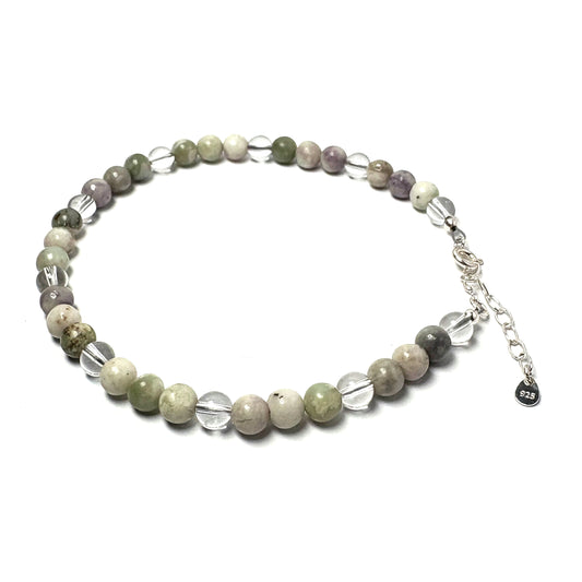 Peace Jade beaded anklet on a white backgroud