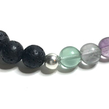 Load image into Gallery viewer, Rainbow Fluorite with Lava Rock Bracelet
