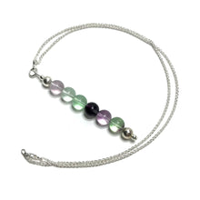 Load image into Gallery viewer, Rainbow fluorite crystal pendant on a silver chain

