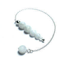 Load image into Gallery viewer, Rainbow moonstone bead pendulum on a silver chain
