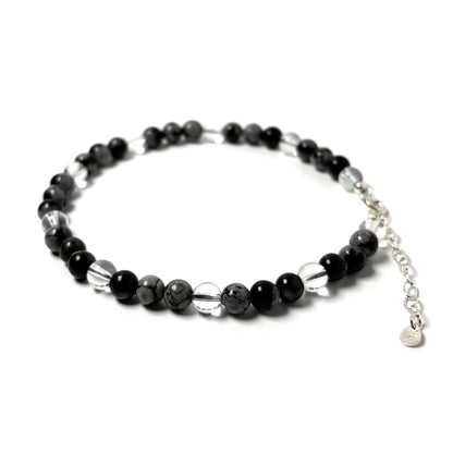 Snowflake Obsidian anklet