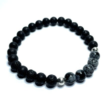 Load image into Gallery viewer, Snowflake obsidian with lava bracelet 
