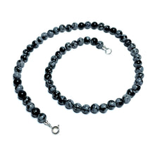 Load image into Gallery viewer, Snowflake obsidian choker necklace
