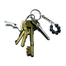 Load image into Gallery viewer, Snowflake obsidian crystal keychain with keys
