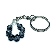 Load image into Gallery viewer, Snowflake obsidian keychain
