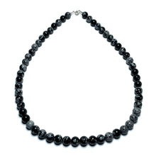 Load image into Gallery viewer, Snowflake obsidian beaded necklace
