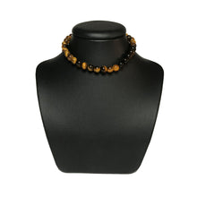 Load image into Gallery viewer, Tiger&#39;s eye choker necklace on stand
