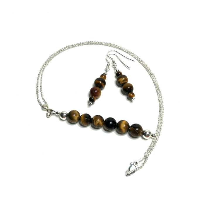 Tiger's eye pendant and matching earrings