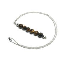 Load image into Gallery viewer, Tiger&#39;s eye crystal pendant with silver chain
