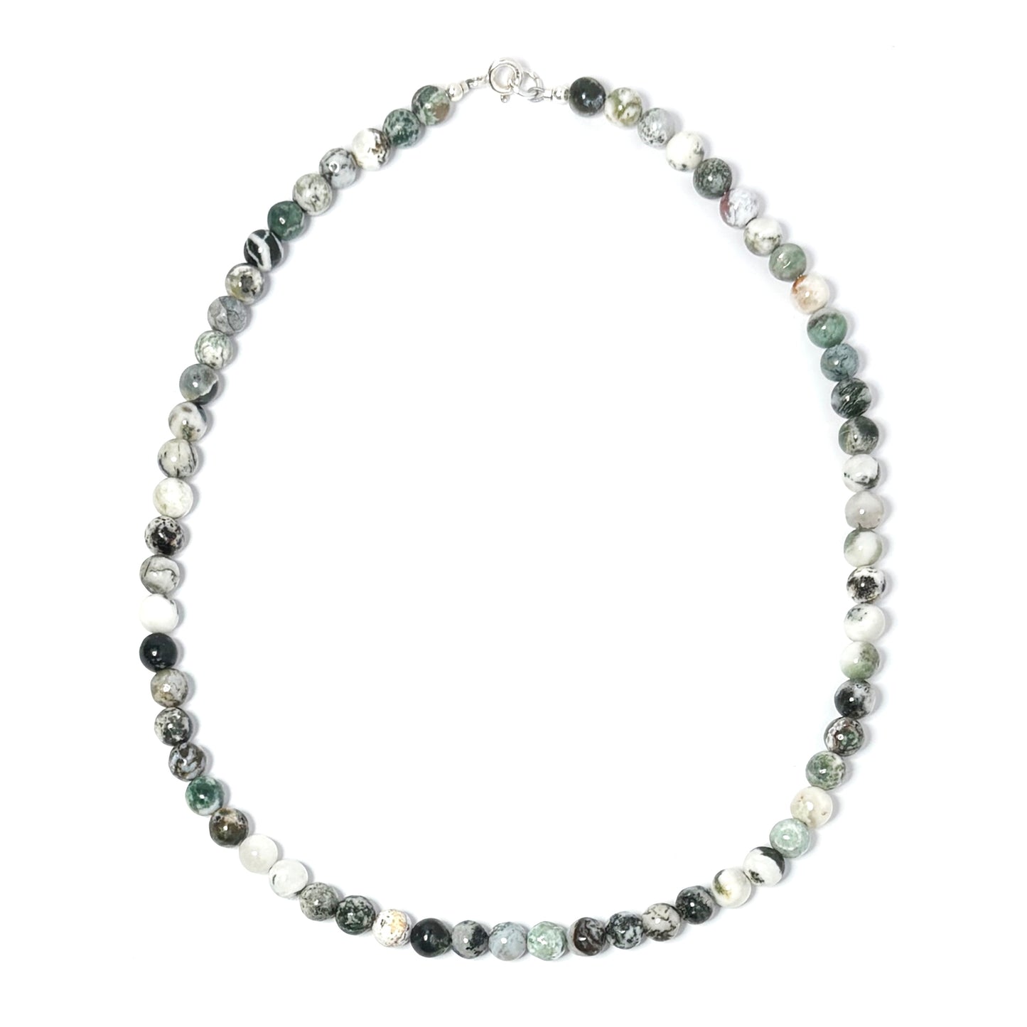 Tree Agate choker on a white background