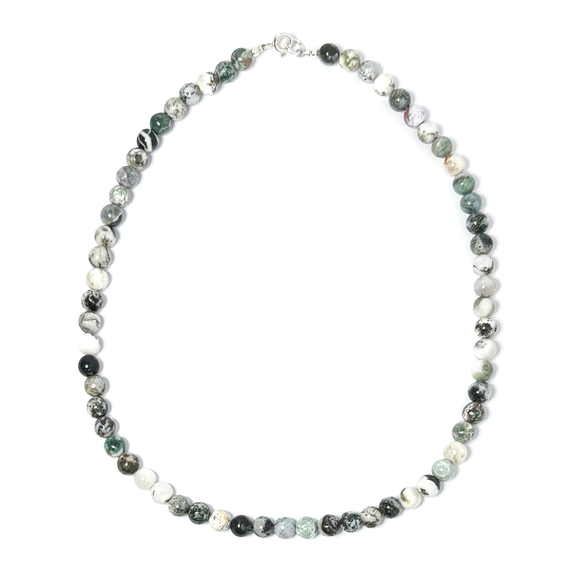 Tree Agate choker on a white background