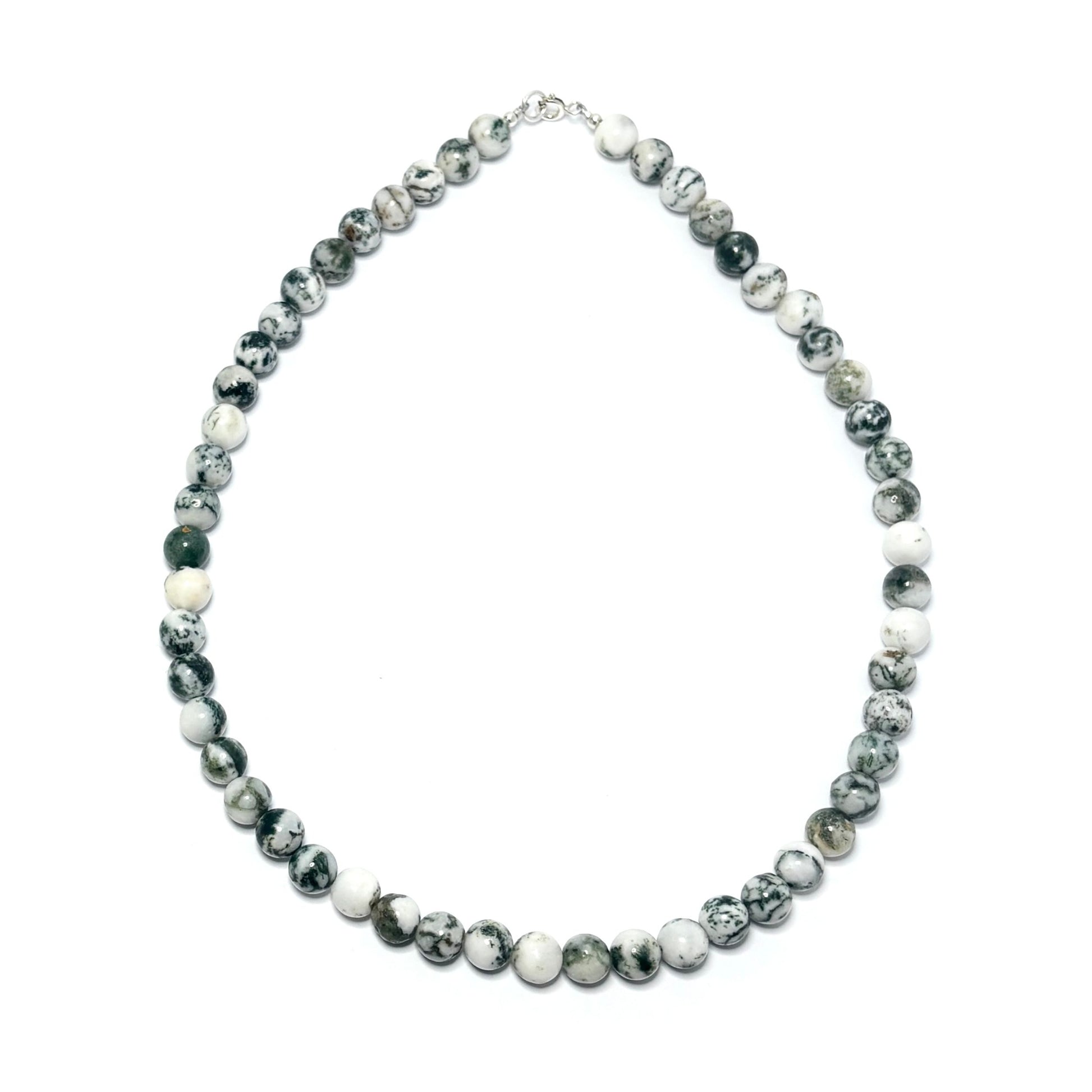 Tree Agate necklace on a white background